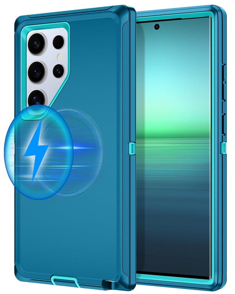 I-HONVA for Samsung Galaxy S24 Ultra Case [Compatible with MagSafe] Shockproof 3-Layer Full Body Protection [Without Screen Protector] Rugged Heavy Duty Cover Case for Galaxy S24 Ultra,Turquoise - Image 1