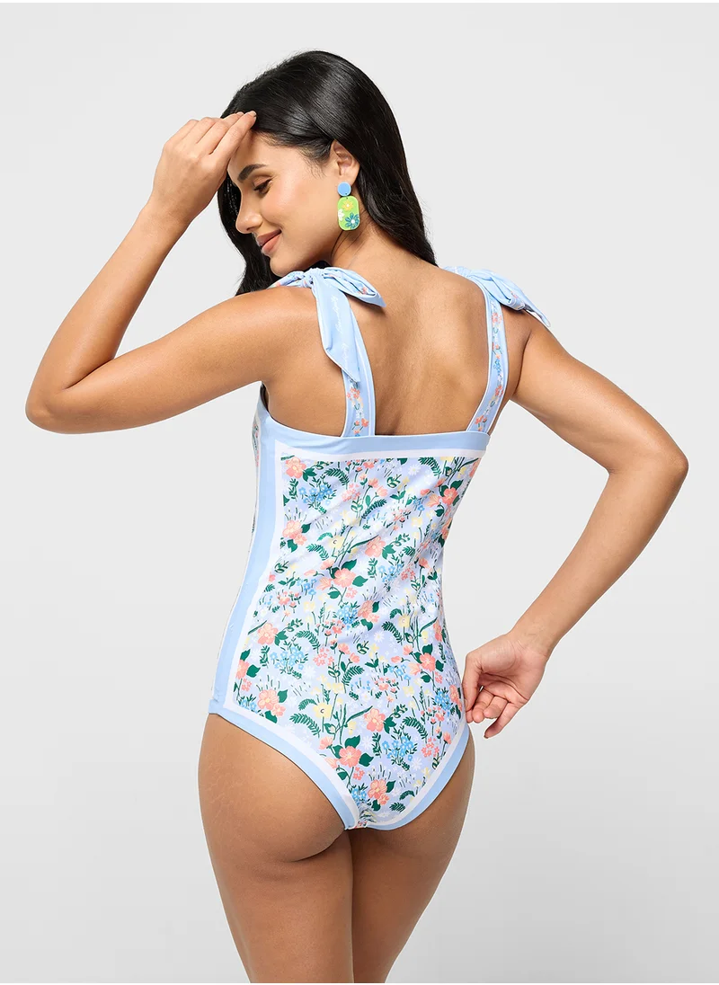 ELLA Printed Swimsuit With Shoulder Tie