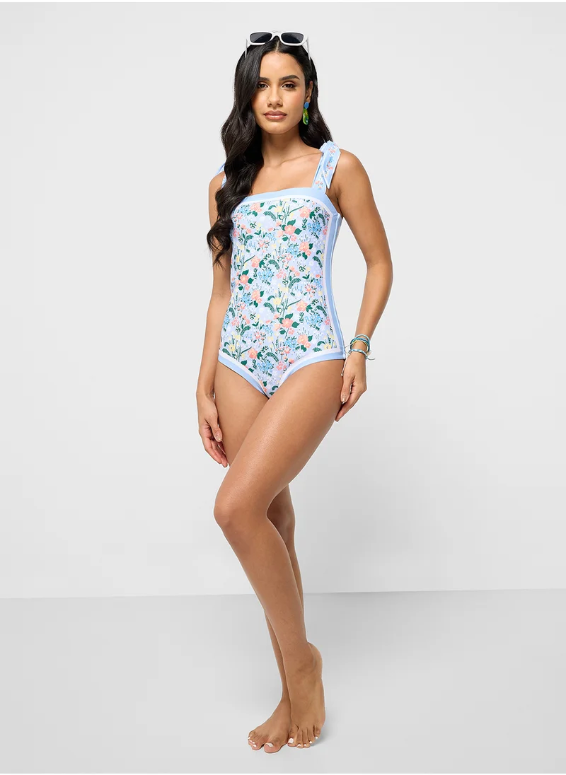 ELLA Printed Swimsuit With Shoulder Tie