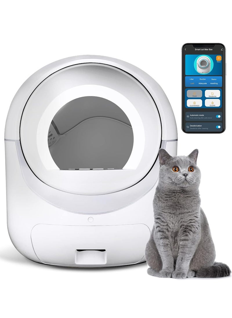 RATSAW - Self Cleaning Cat Litter Box Extra Large Smart Litter Box Automatic Cat Litter Box with APP Control Odor Removal Safety Protection for Multiple Cats - Image 1