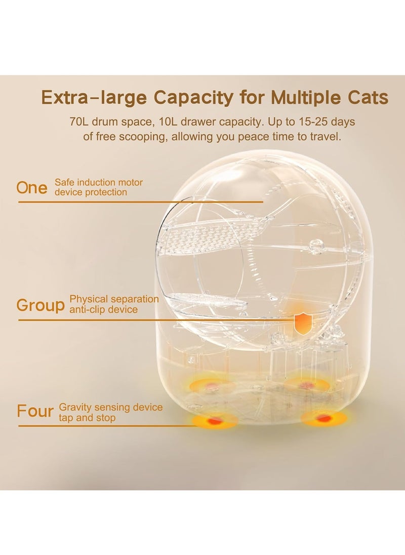 RATSAW - Self Cleaning Cat Litter Box Extra Large Smart Litter Box Automatic Cat Litter Box with APP Control Odor Removal Safety Protection for Multiple Cats - Image 1