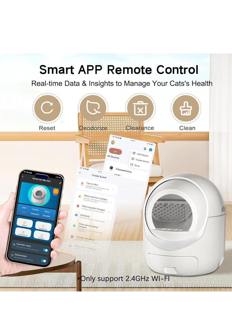RATSAW - Self Cleaning Cat Litter Box Extra Large Smart Litter Box Automatic Cat Litter Box with APP Control Odor Removal Safety Protection for Multiple Cats - Image 1