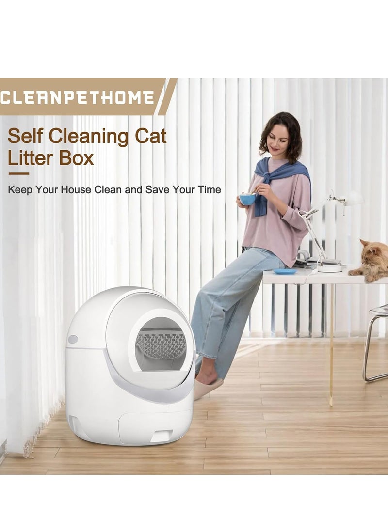 RATSAW - Self Cleaning Cat Litter Box Extra Large Smart Litter Box Automatic Cat Litter Box with APP Control Odor Removal Safety Protection for Multiple Cats - Image 1