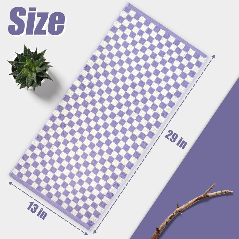 Jacquotha Hand Towel for Bathroom Guest Room Home - 100% Cotton Face Towel Set Lilac Checkered, Extra Soft, Absorbent 4-Piece for Daily Use - Image 5