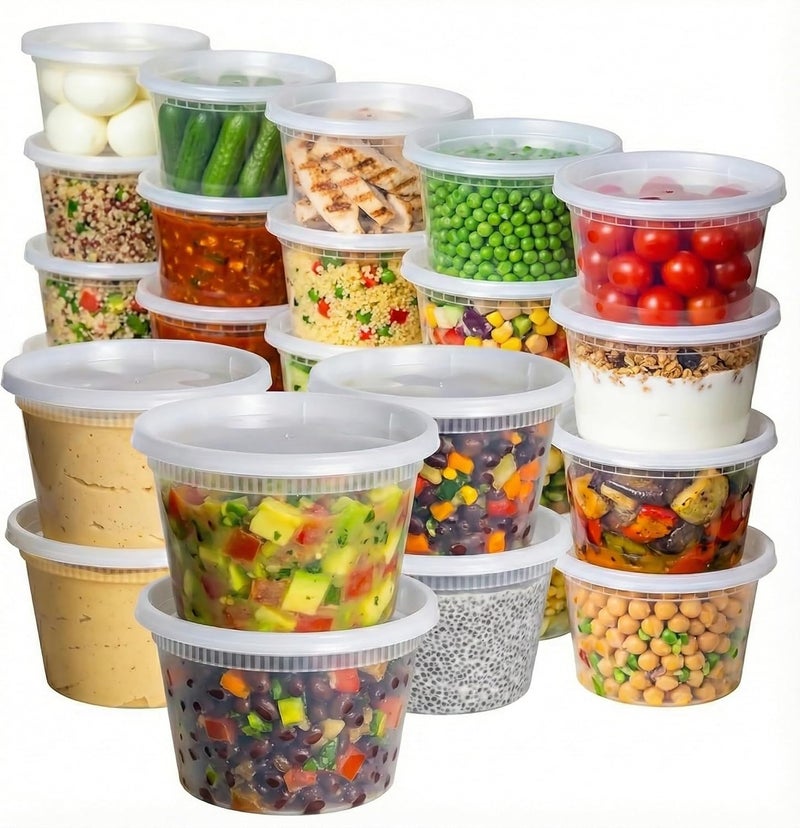 Pokanic Food Storage Containers [10 Set] 16 oz Plastic Deli Containers with Lids Slime Soup Meal Prep Containers | BPA Free | Stackable | Leakproof | Microwave/Dishwasher/Freezer Safe(10 Set, 16 oz) - Image 1