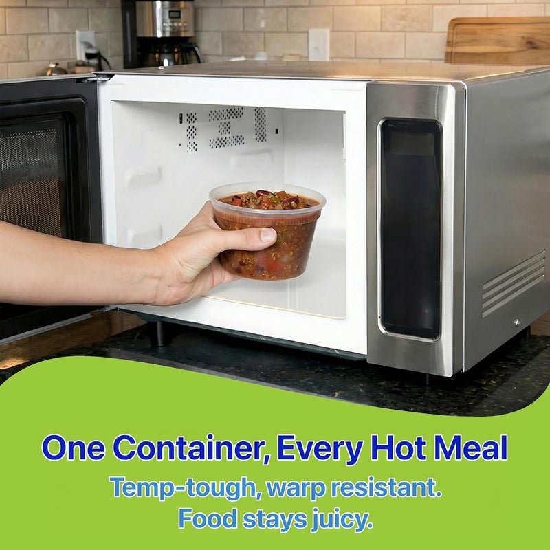 Pokanic Food Storage Containers [10 Set] 16 oz Plastic Deli Containers with Lids Slime Soup Meal Prep Containers | BPA Free | Stackable | Leakproof | Microwave/Dishwasher/Freezer Safe(10 Set, 16 oz) - Image 5