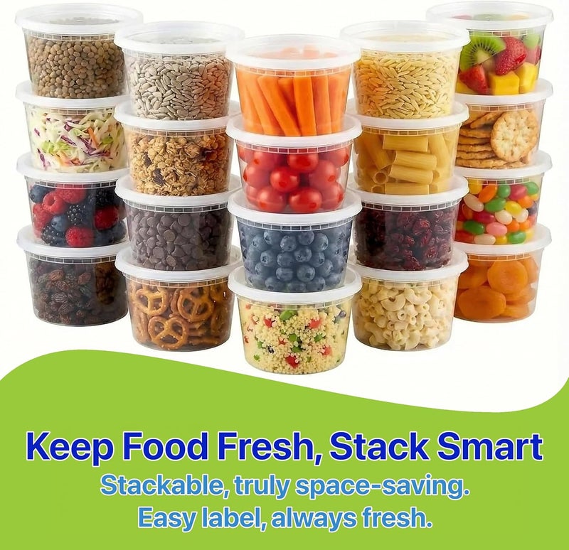 Pokanic Food Storage Containers [10 Set] 16 oz Plastic Deli Containers with Lids Slime Soup Meal Prep Containers | BPA Free | Stackable | Leakproof | Microwave/Dishwasher/Freezer Safe(10 Set, 16 oz) - Image 4