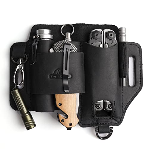 Topstache Leather Multitool Sheath,EDC Belt Organizer for Work and Daily Use,Leatherman Sheath,EDC Pocket Organizer for Flashlight and Multitool,Gifts for Men,Leather Sheath for Multitool - Image 1