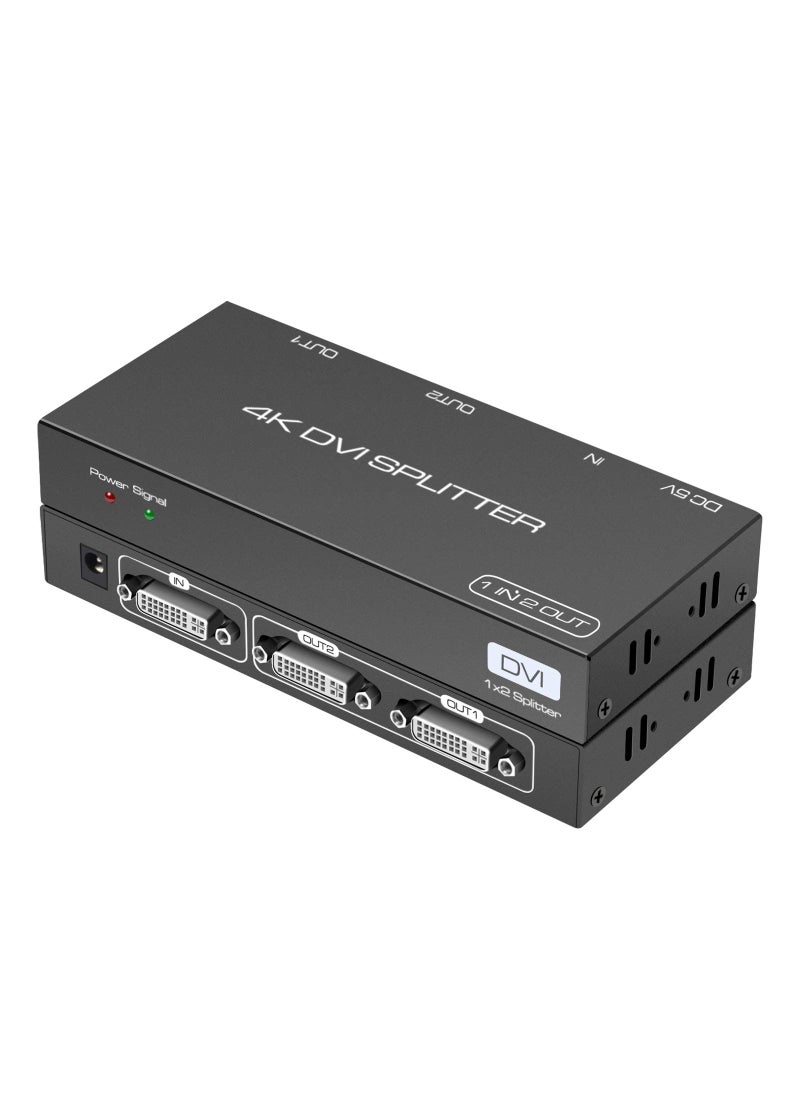 DONGJIAN DVI Splitter 1 in 2 Out 2 Port DVI Dual Monitors Distribution Duplicator Video Splitter Support EDID Management Resolution up to 4K30Hz for PC Laptop DVR Projector HDTV  - Image 1