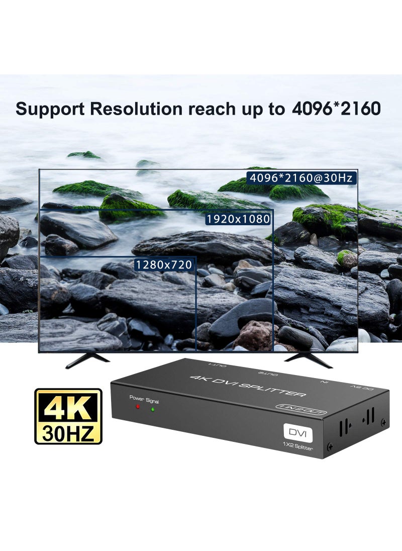 DONGJIAN DVI Splitter 1 in 2 Out 2 Port DVI Dual Monitors Distribution Duplicator Video Splitter Support EDID Management Resolution up to 4K30Hz for PC Laptop DVR Projector HDTV  - Image 5