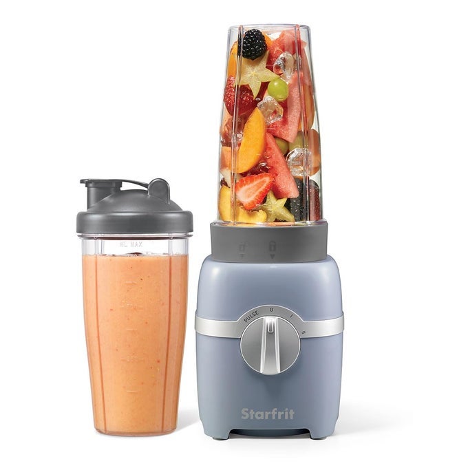 PERSONAL BLENDER TWO 828ML CUPS TWO BLADES HIGH LOW PULSE MODES 300W GREY