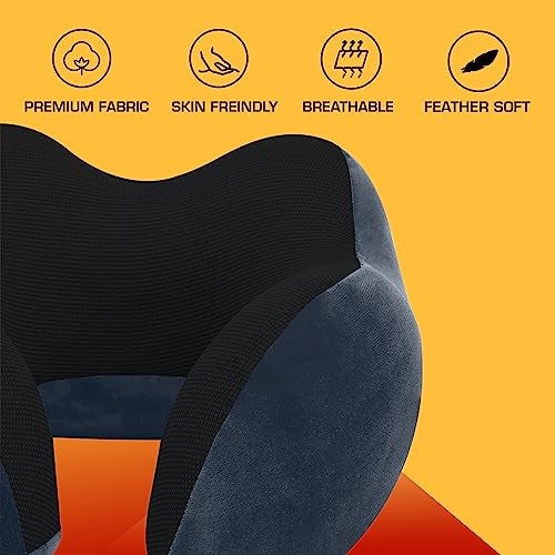Billebon Premium Neck Pillow for Travelling Airplane Travel Pillow Comfortable Head Rest Neck Holder Pillow (Grey Raised) - Image 5