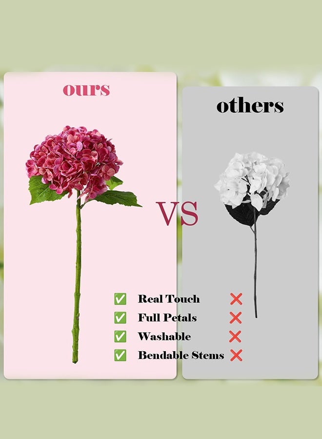 Sweet Life 3Pcs Large Hydrangea Artificial Flowers, 21 inches Latex Faux Hydrangeas Fake Flower Bouquets for Home Decor Party Floral Arrangements Wedding Centerpieces - Image 5