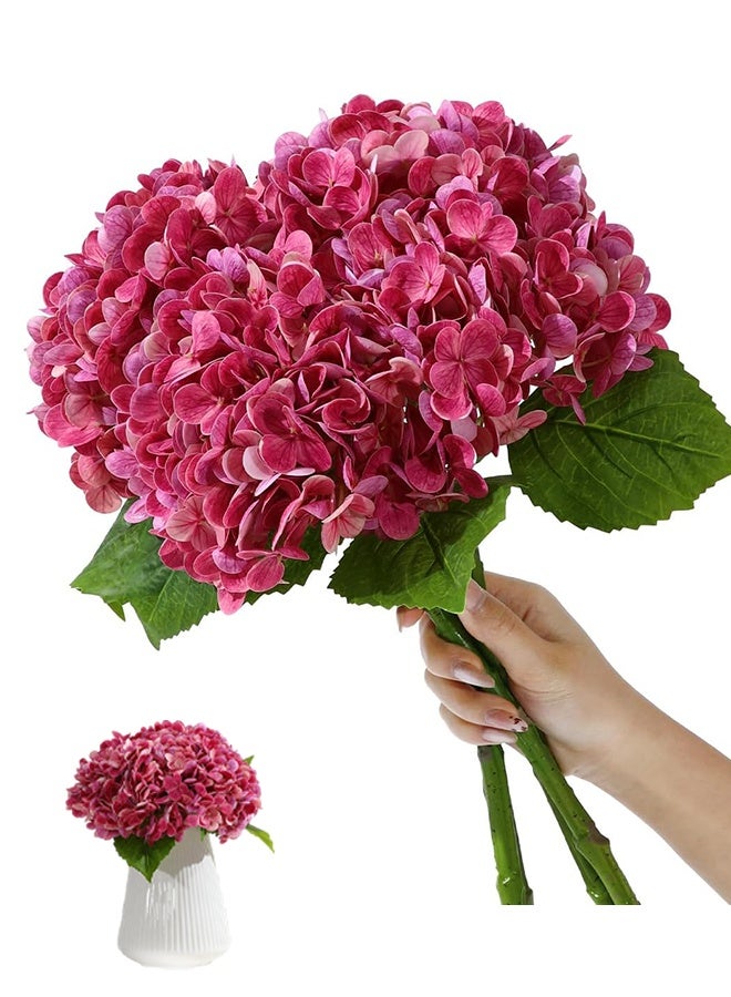 Sweet Life 3Pcs Large Hydrangea Artificial Flowers, 21 inches Latex Faux Hydrangeas Fake Flower Bouquets for Home Decor Party Floral Arrangements Wedding Centerpieces - Image 1
