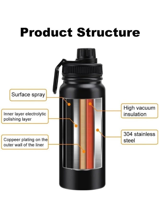 QSHOP 1000ml Stainless Steel Vacuum Insulated Thermal Bottle, Leakproof BPA Free Sports Water Bottle for Coffee Tea Travel to Keep Drinks Hot or Cold  - Image 4