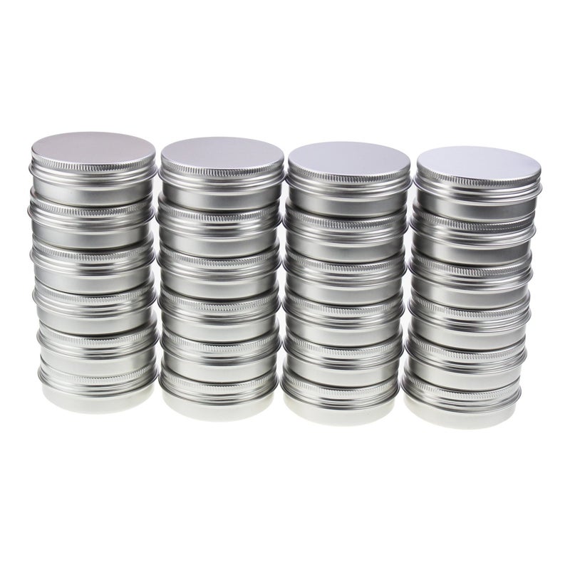 LJY 24 Pieces Round Aluminum Cans Screw Lid Metal Tins Jars Empty Slip Slide Containers 2 oz