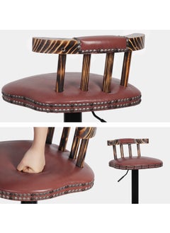 WISFOR Pack of 2 Vintage Adjustable Counter Height Bar Stools with Backrest Kitchen Breakfast Tall Retro Swivel Barstools Chairs  - Image 4