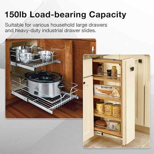 REGUDA Heavy Duty Drawer Slides Full Extension Runners 12 14 16 18 20 22 24 26 28 30 32 34 36 38 40 Inch Side Mount Rails for Drawer Capacity 136 lb 1 Pair - Image 2
