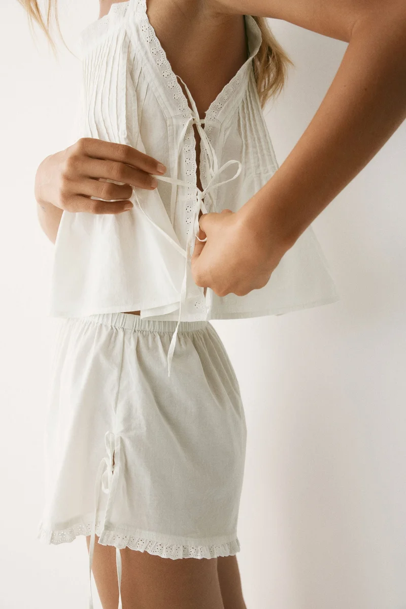 H&M Tie-detail cotton pyjamas