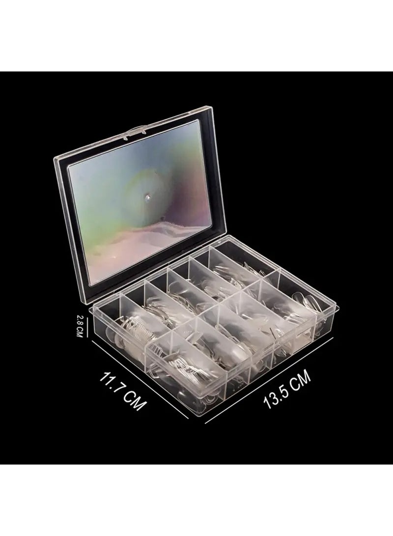 Short & Medium Almond Nail Tips: 2 Lengths in 1 Box, Clear Full Cover Fake Nails with 15 Sizes, Pre-Etched Soft Gel Nail Tips for DIY Press On Nails, Salon Nail Extensions DIY at Home 240Pcs - Image 3