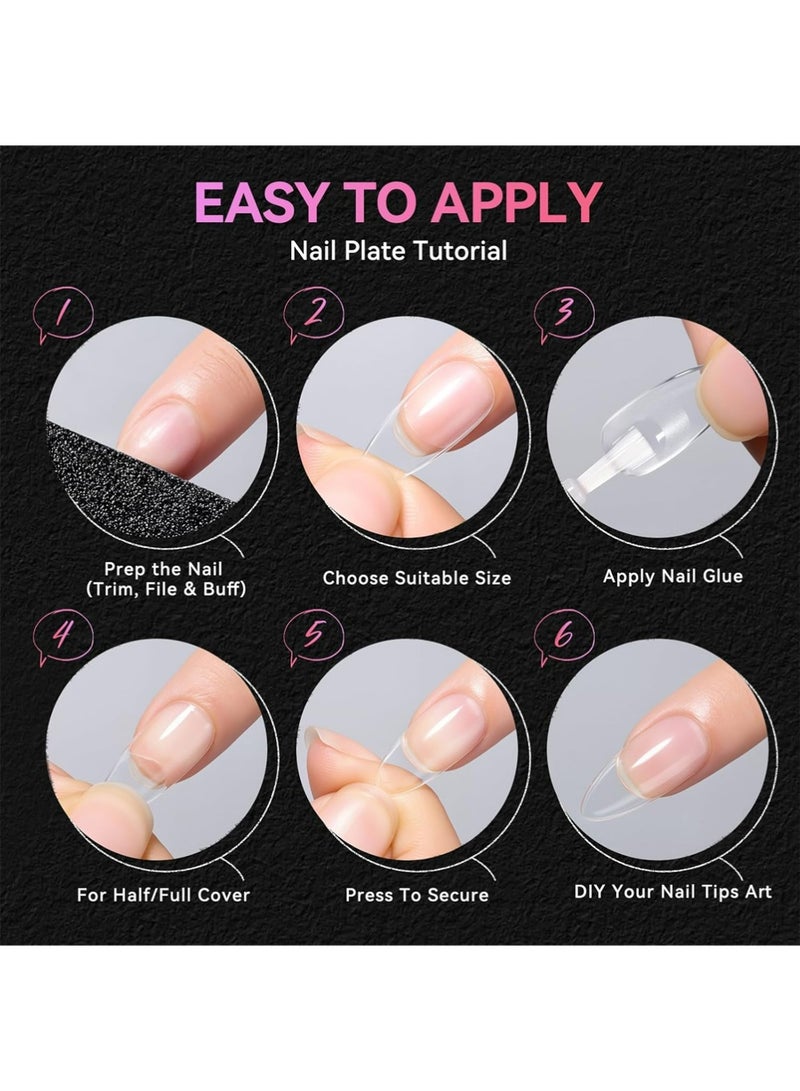 Short & Medium Almond Nail Tips: 2 Lengths in 1 Box, Clear Full Cover Fake Nails with 15 Sizes, Pre-Etched Soft Gel Nail Tips for DIY Press On Nails, Salon Nail Extensions DIY at Home 240Pcs - Image 4