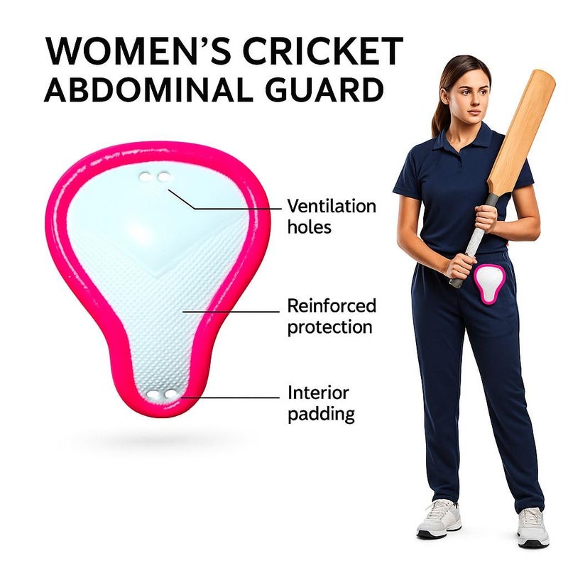 KR Women & Girls Abdominal Guard for Cricket | Sports Protective Gear with Hardened Plastic Shell | Soft Rubber Edges for Safe & Comfortable Fit | Protective Cup for Female Athletes - Image 2