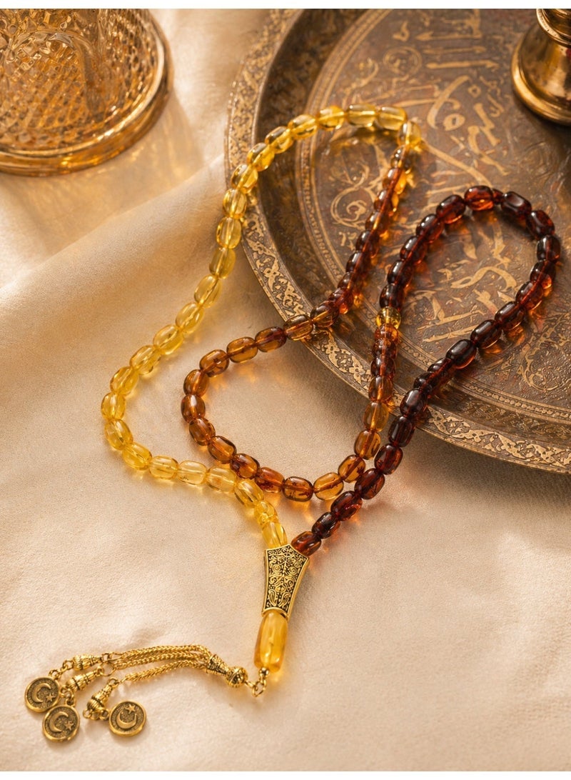 TranquilBeads Natural Baltic Amber Tasbih 99 Beads | Genuine Certified Amber Prayer Beads | Individually Certified, Scan to Verify | Muslim Tasbih with Elegant Gift Box | Premium Islamic Gift for Men, Ramadan, Eid - Image 1