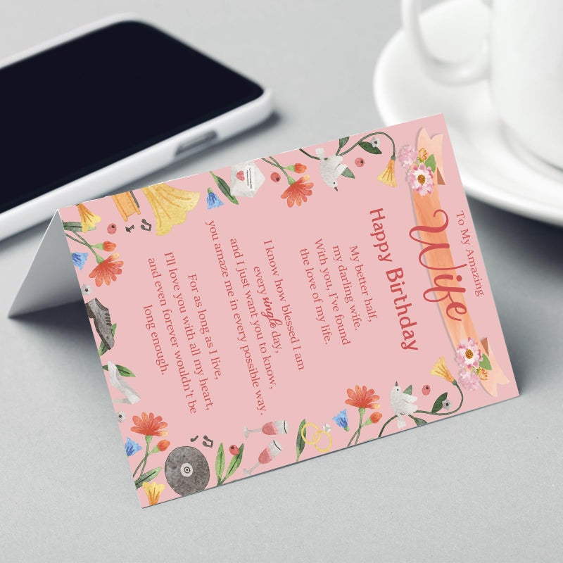 FANCYLUCKY Funny Birthday Card Gifts for Wife, Romantic Wife Birthday Card from Husband, Best Gift for Women Her - Image 4
