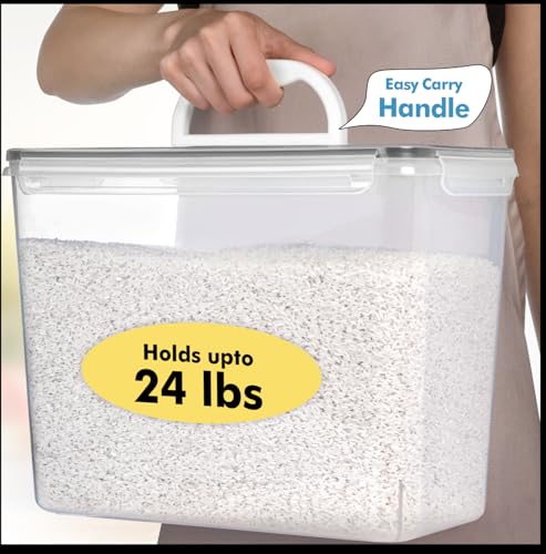 Shazo 2 PC 11L 372 oz Flour Sugar Storage Containers with Easy Carry Handle Plastic Extra Large Food Storage Containers with Lids for Rice Cereal BPA Free Airtight Kitchen Pantry Organization - Image 3