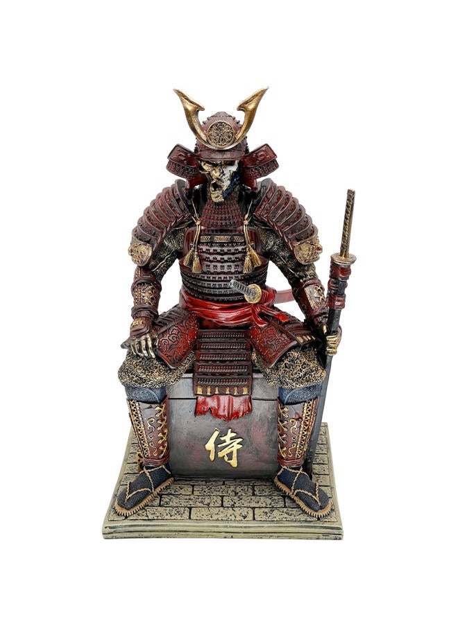 LOOYAR Medieval Ancient Samurai Undead Warrior Resin Statue Ornament Figurine Craft for Home Living Room Porch Decoration Office Desk Desktop Table Arrangement Gift (Red Glod) - Image 2
