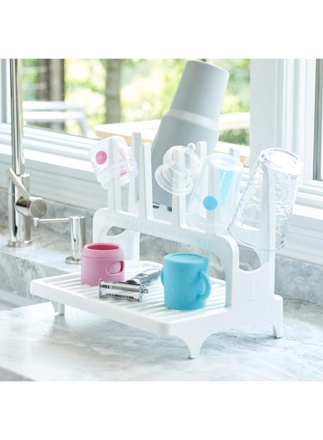 PopYum Glacier White Space Saving Drying Rack from 100% Recycled Bottles, countertop for Baby Bottles, Plastic Bags, Cups, Glass, tumblers, Compact - Image 2