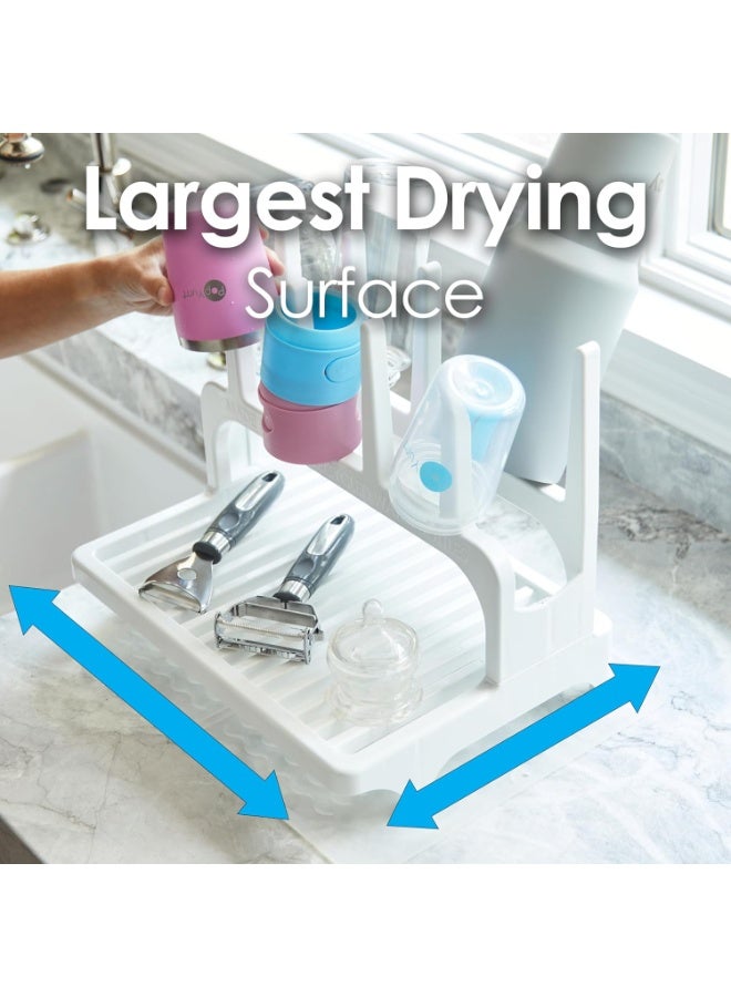 PopYum Glacier White Space Saving Drying Rack from 100% Recycled Bottles, countertop for Baby Bottles, Plastic Bags, Cups, Glass, tumblers, Compact - Image 3