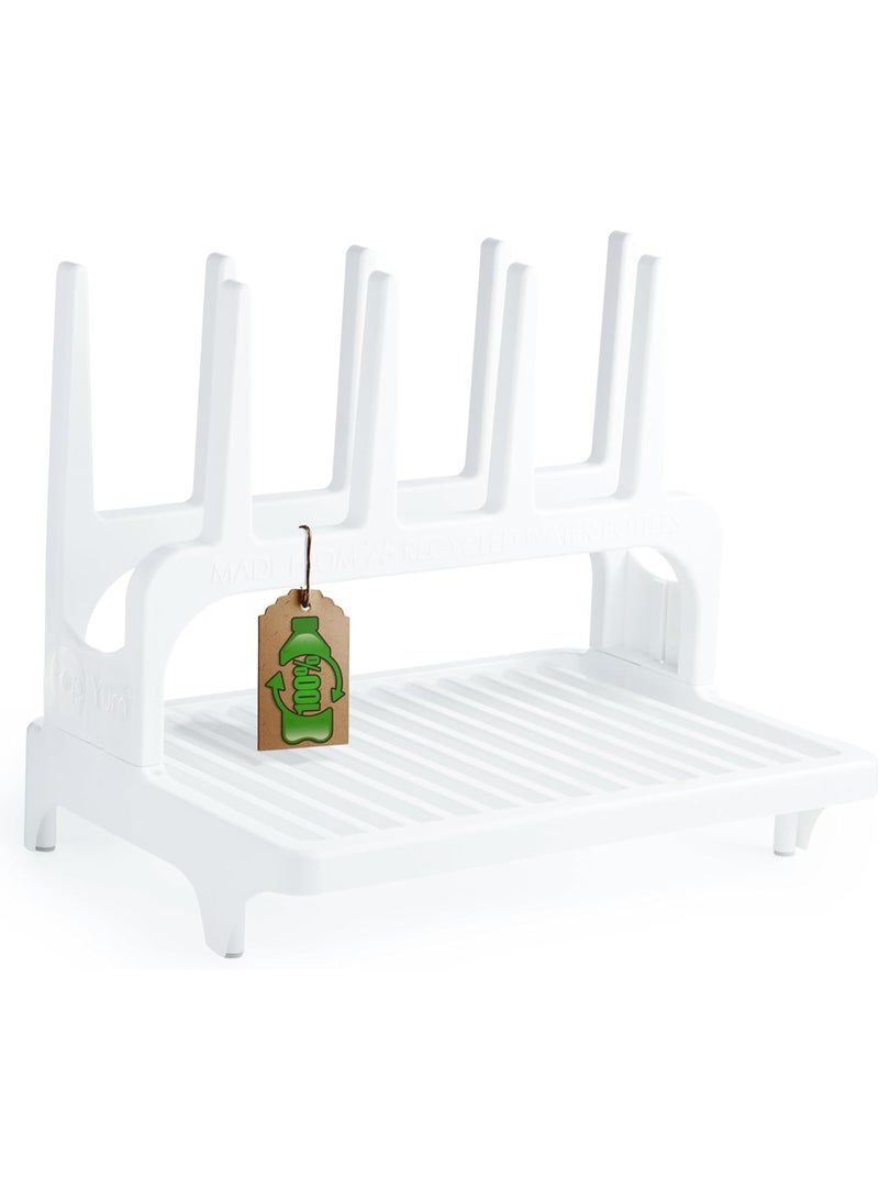 PopYum Glacier White Space Saving Drying Rack from 100% Recycled Bottles, countertop for Baby Bottles, Plastic Bags, Cups, Glass, tumblers, Compact - Image 1
