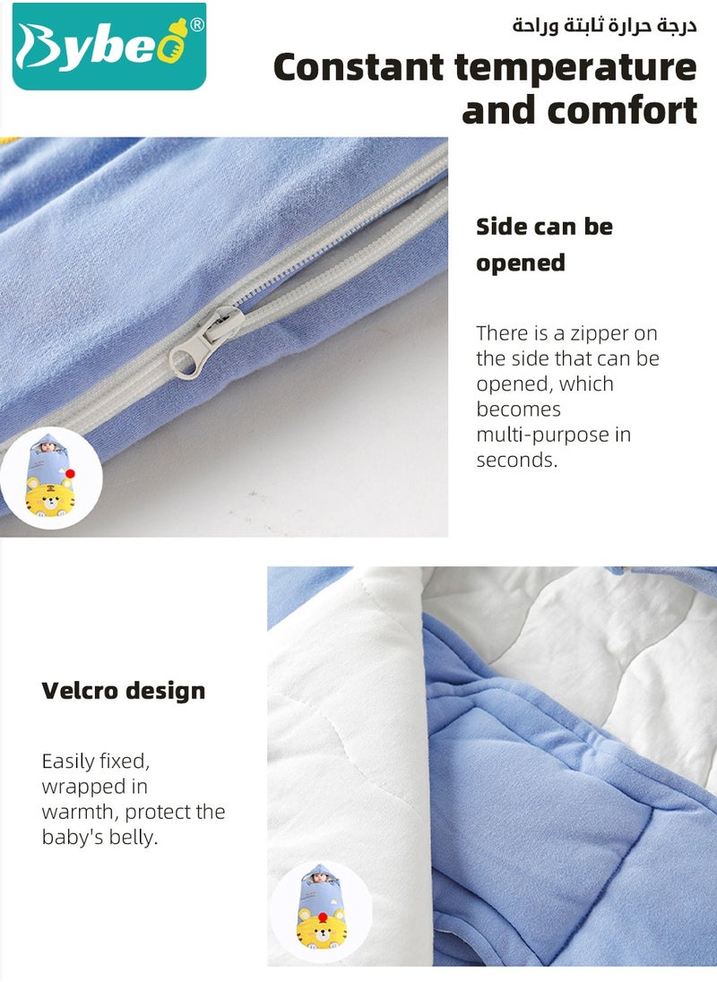 Baby Swaddling Blankets, Breathable Swaddle Wrap, Dual-Purpose Babies Sleep Sacks, Pure Cotton Baby Sleeping Bags, Wearable Blanket Wrap, Easy Zip Access Nappy Change, for Newborn Babies 0-24 Months