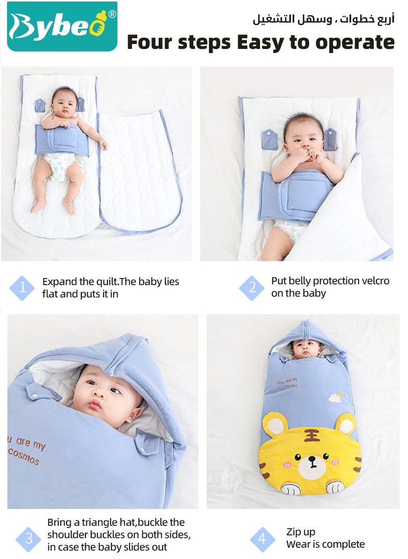 Baby Swaddling Blankets, Breathable Swaddle Wrap, Dual-Purpose Babies Sleep Sacks, Pure Cotton Baby Sleeping Bags, Wearable Blanket Wrap, Easy Zip Access Nappy Change, for Newborn Babies 0-24 Months