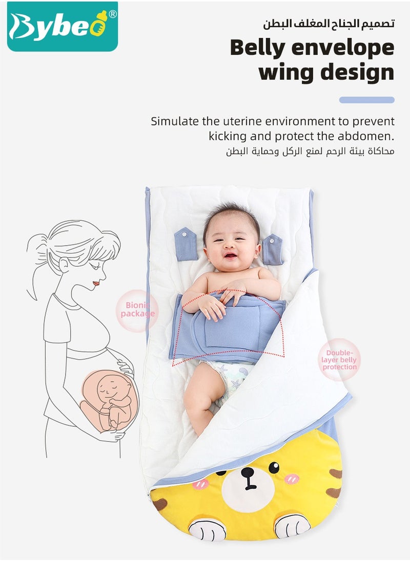 Baby Swaddling Blankets, Breathable Swaddle Wrap, Dual-Purpose Babies Sleep Sacks, Pure Cotton Baby Sleeping Bags, Wearable Blanket Wrap, Easy Zip Access Nappy Change, for Newborn Babies 0-24 Months