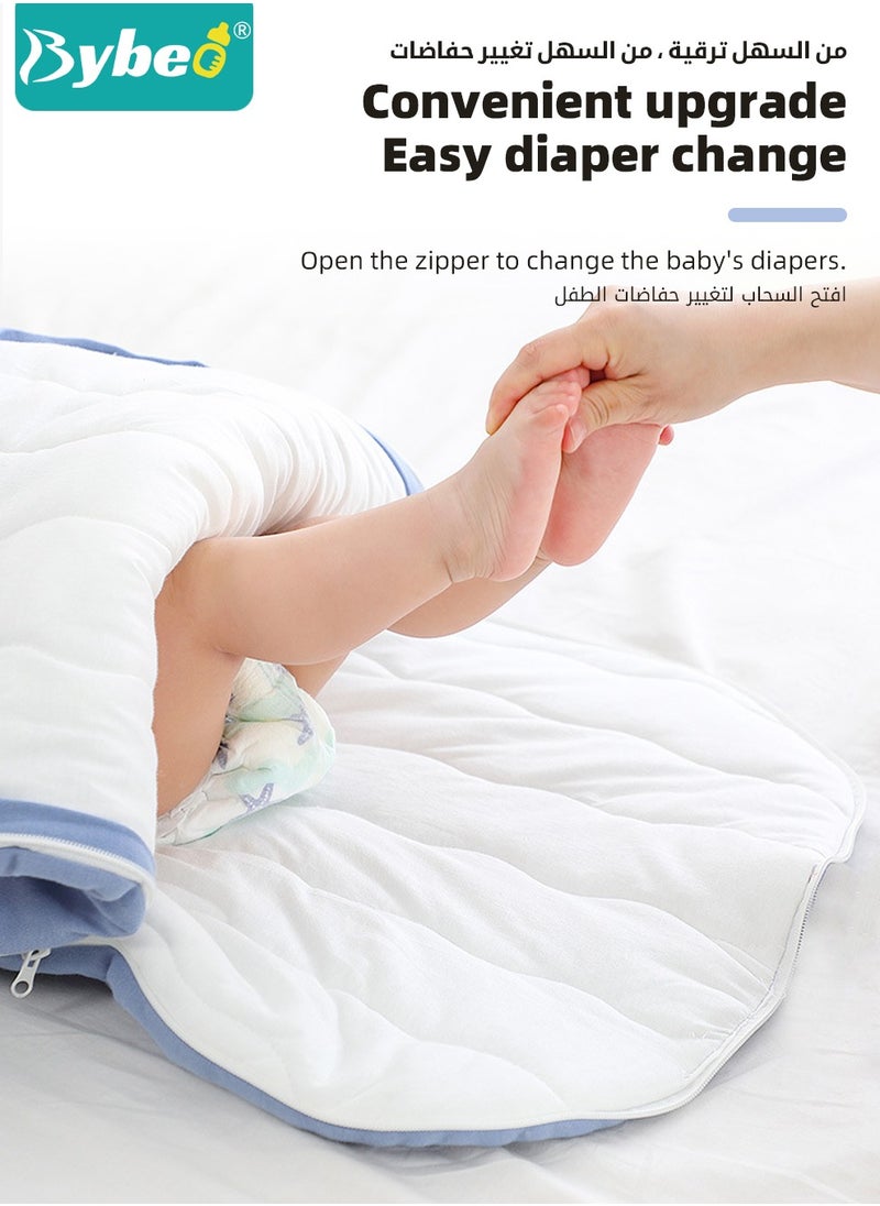 Bybeo Baby Swaddling Blankets, Breathable Swaddle Wrap, Dual-Purpose Babies Sleep Sacks, Pure Cotton Baby Sleeping Bags, Wearable Blanket Wrap, Easy Zip Access Nappy Change, for Newborn Babies 0-24 Months  - Image 5