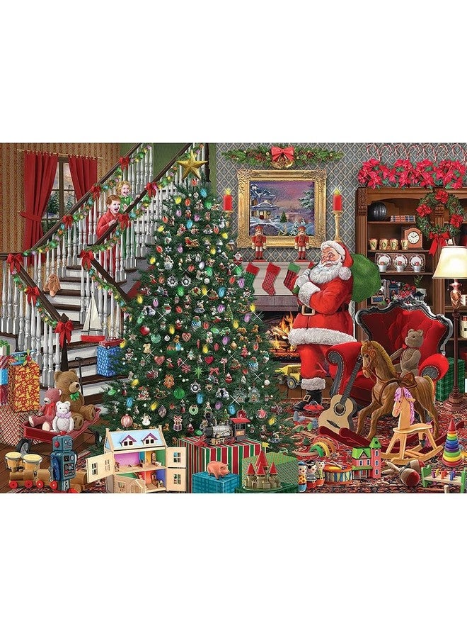 Bits and Pieces - 500 Piece Jigsaw Puzzle for Adults 18" x 24" - Christmas Joy - 500 pc Santa Visiting Presents Tree Jigsaw by Artist Bigelow Illustrations - Image 1