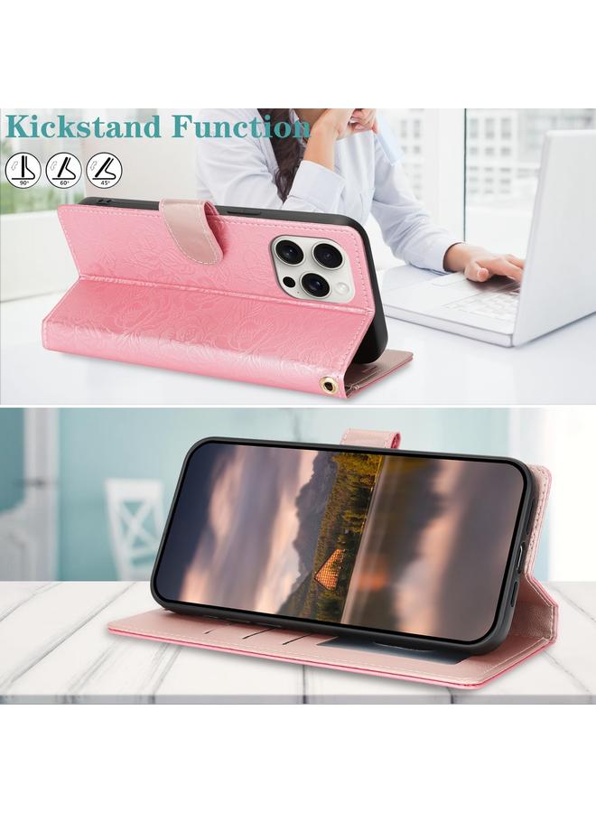 زبون جراب هاتف جلدي مطبوع عليه زهور الفاوانيا لهاتف iPhone 13 Pro - Image 5