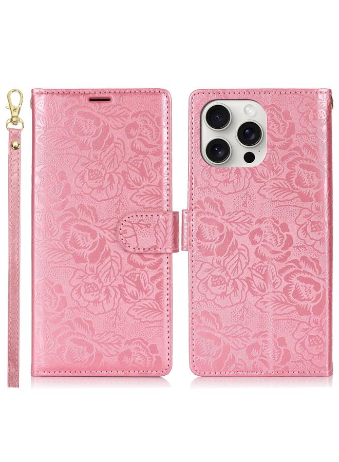 زبون جراب هاتف جلدي مطبوع عليه زهور الفاوانيا لهاتف iPhone 13 Pro - Image 2