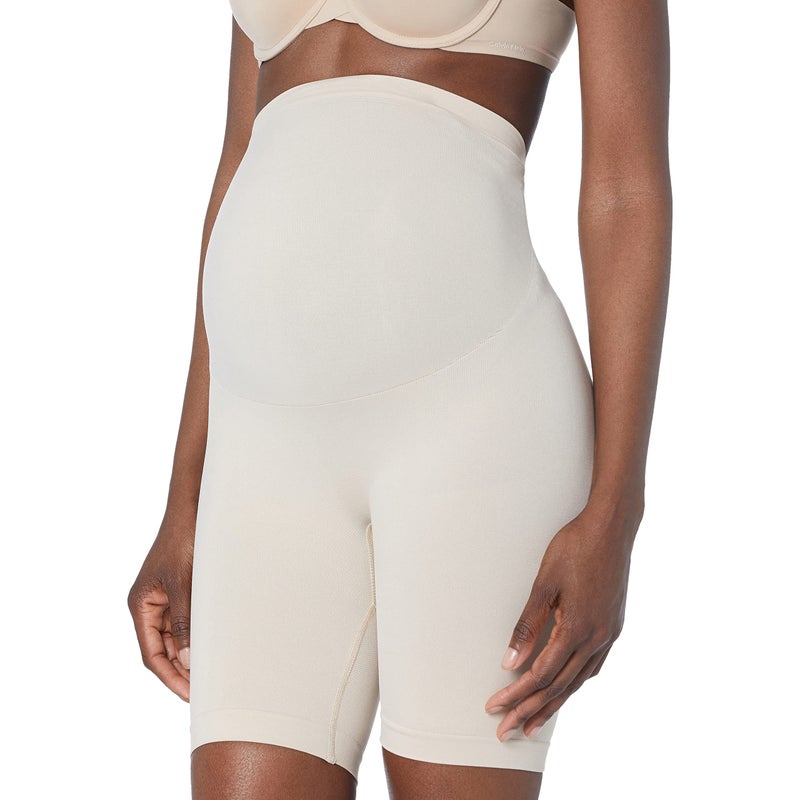 Lamaze Maternity Women's Support and Smoothing Mid-Thigh Length Shaping Short, Almond, Large - Image 4