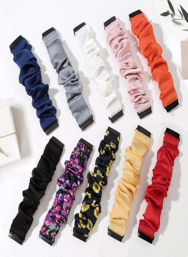 Acortjl 10 PCS Compatible with Fitbit Versa 4/Sense 2/Versa 3/Sense Scrunchie Band, Soft Cute Pattern Printed Fabric Elastic Solo Loop Cloth Scrunchy Replacement Wristband for Women - Image 5
