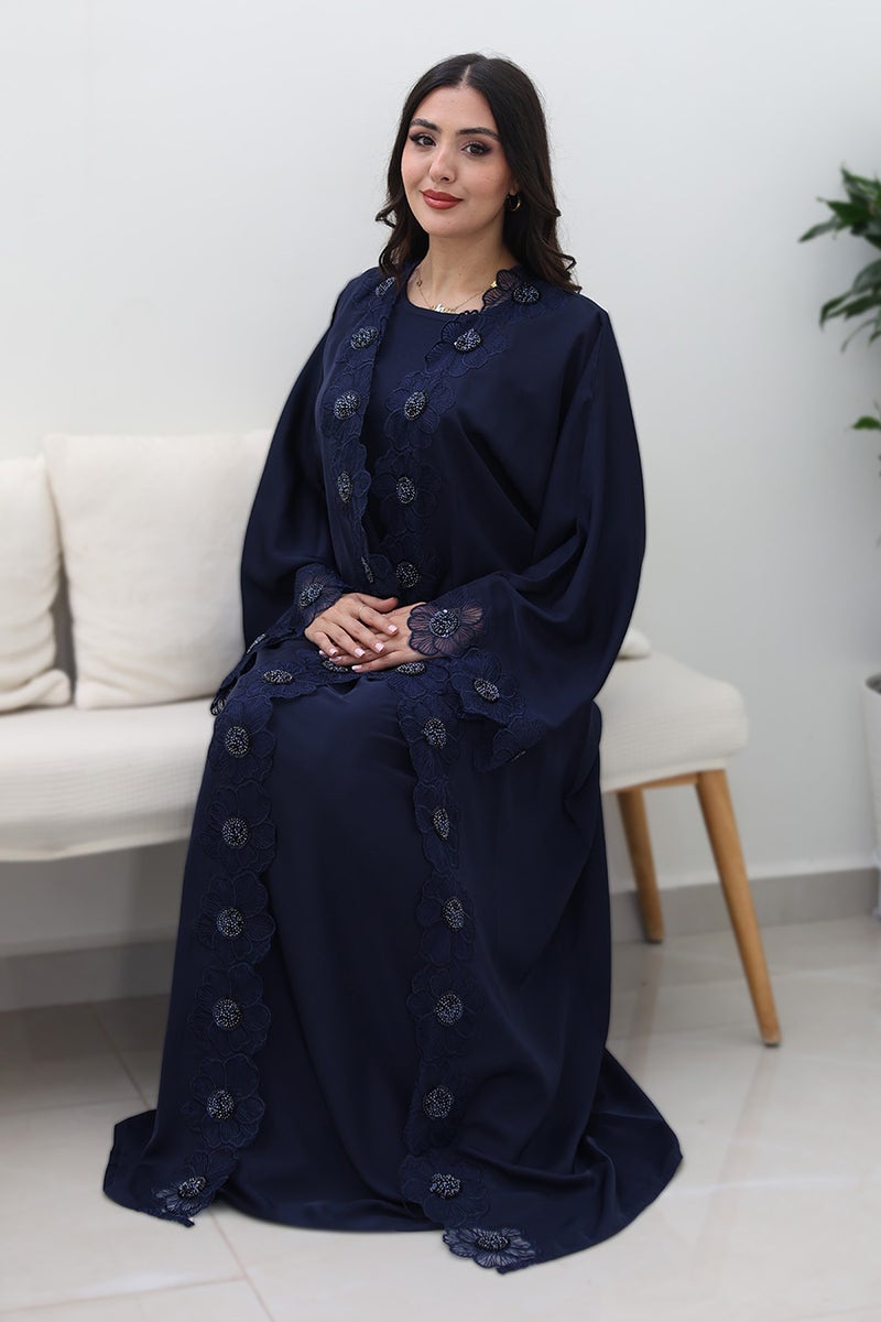 NUKHBAA Midnight Bloom Abaya-Comes with matching inner-2P745 - Image 2