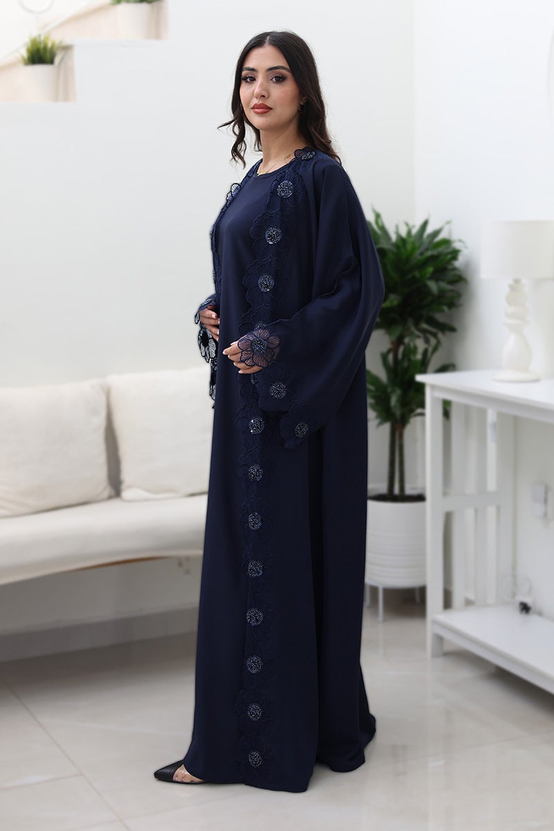 NUKHBAA Midnight Bloom Abaya-Comes with matching inner-2P745 - Image 4