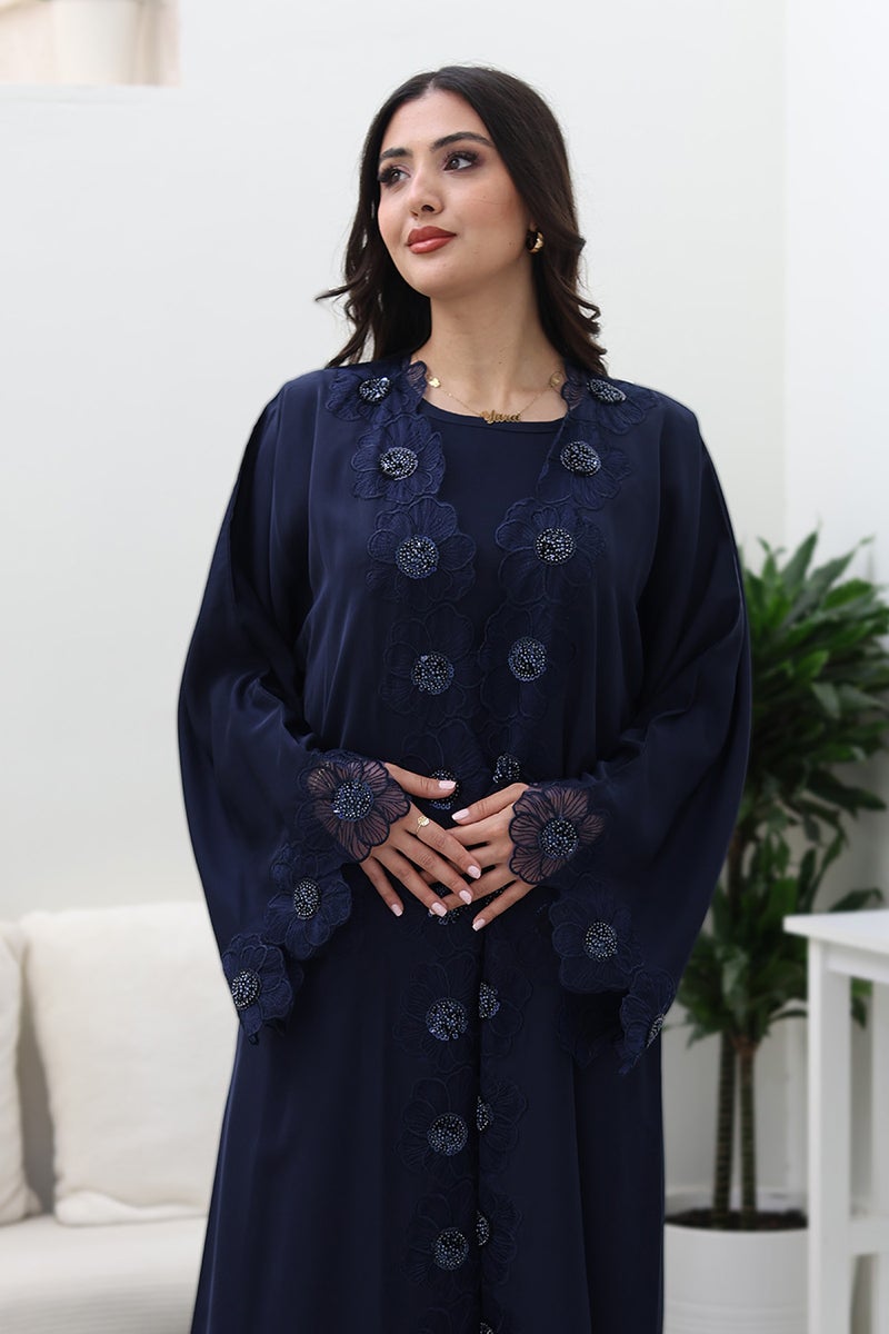 NUKHBAA Midnight Bloom Abaya-Comes with matching inner-2P745 - Image 3