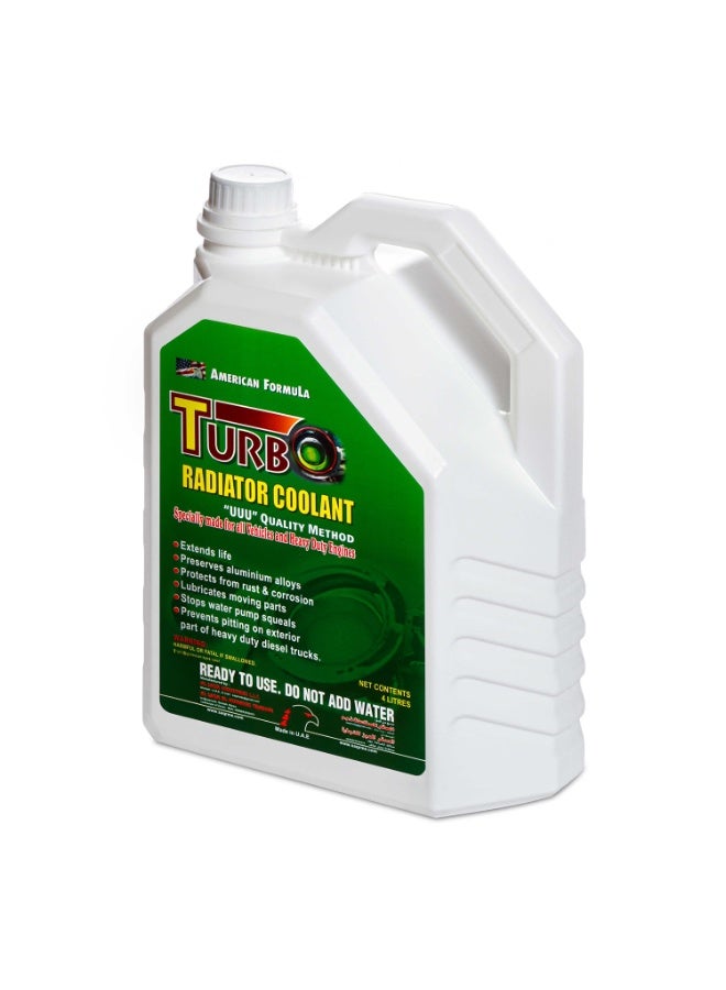 Turbo Radiator Coolant Green Ready to Use 4L American Formula | Engine Coolant | Prevents Overheating & Rust | Radiator Cooling Fluid for Petrol & Diesel Vehicles - Image 3