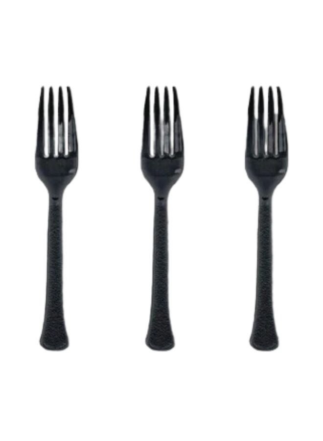 Amscan Reusable Heavy Duty Food Grade Plastic Forks, Black - 20pcs