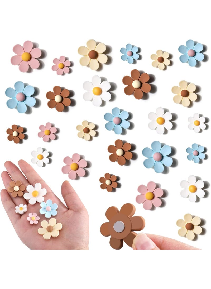 SOLARAE Fridge Magnets, 25Pcs Mini Daisy Refrigerator Magnets Magnets, Magnetic Flower Decals, for Locker Whiteboards Home Office Decor, for Kitchen, Locker, Whiteboard, Home - Image 1