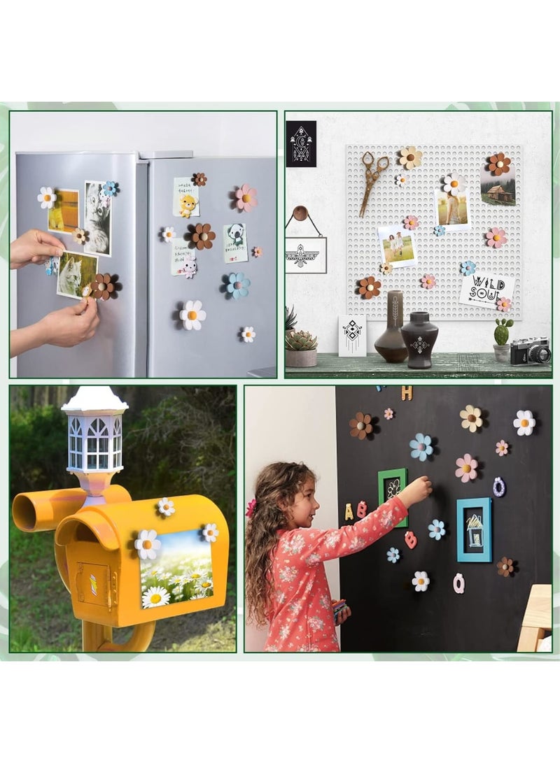 SOLARAE Fridge Magnets, 25Pcs Mini Daisy Refrigerator Magnets Magnets, Magnetic Flower Decals, for Locker Whiteboards Home Office Decor, for Kitchen, Locker, Whiteboard, Home - Image 2