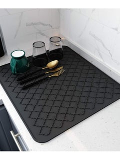 Y&D Silicone Drying Mat for Kitchen Countertops 12 X 16 inch (Black)  - Image 1